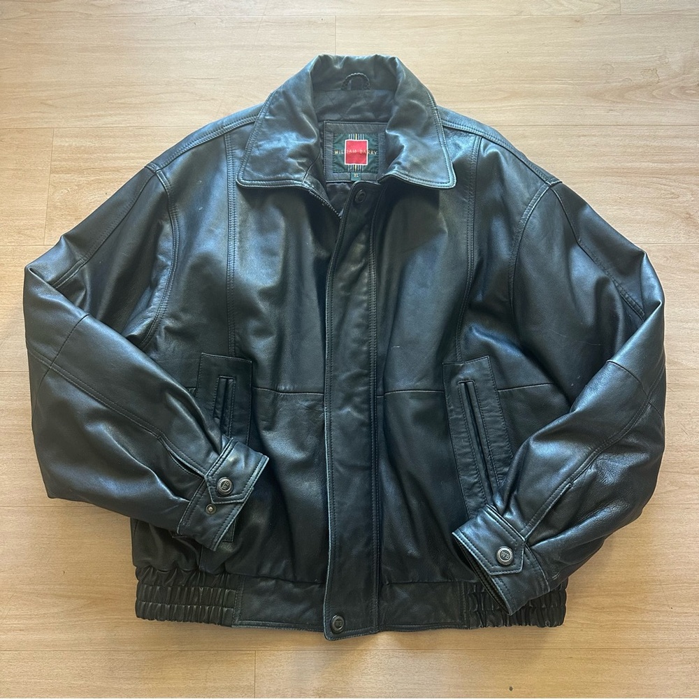 William Barry Black Leather Bomber Jacket